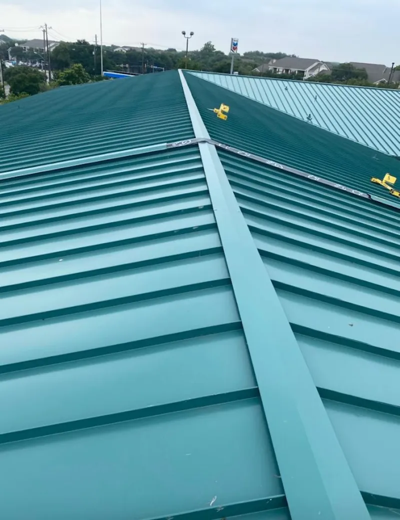 Green commercial metal roof ridge and valley for Metal Roof Repair in Nebraska City